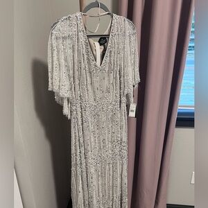 Ivory long beaded Adrianna Papell dress with tags! Brand NEW.